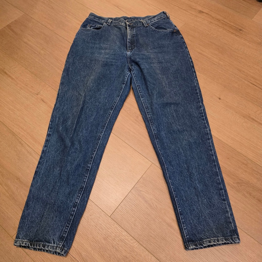 VTG Lee Mom Jeans Womens 14 M 32x31 Medium Wash High Waisted Tapered Leg 90s